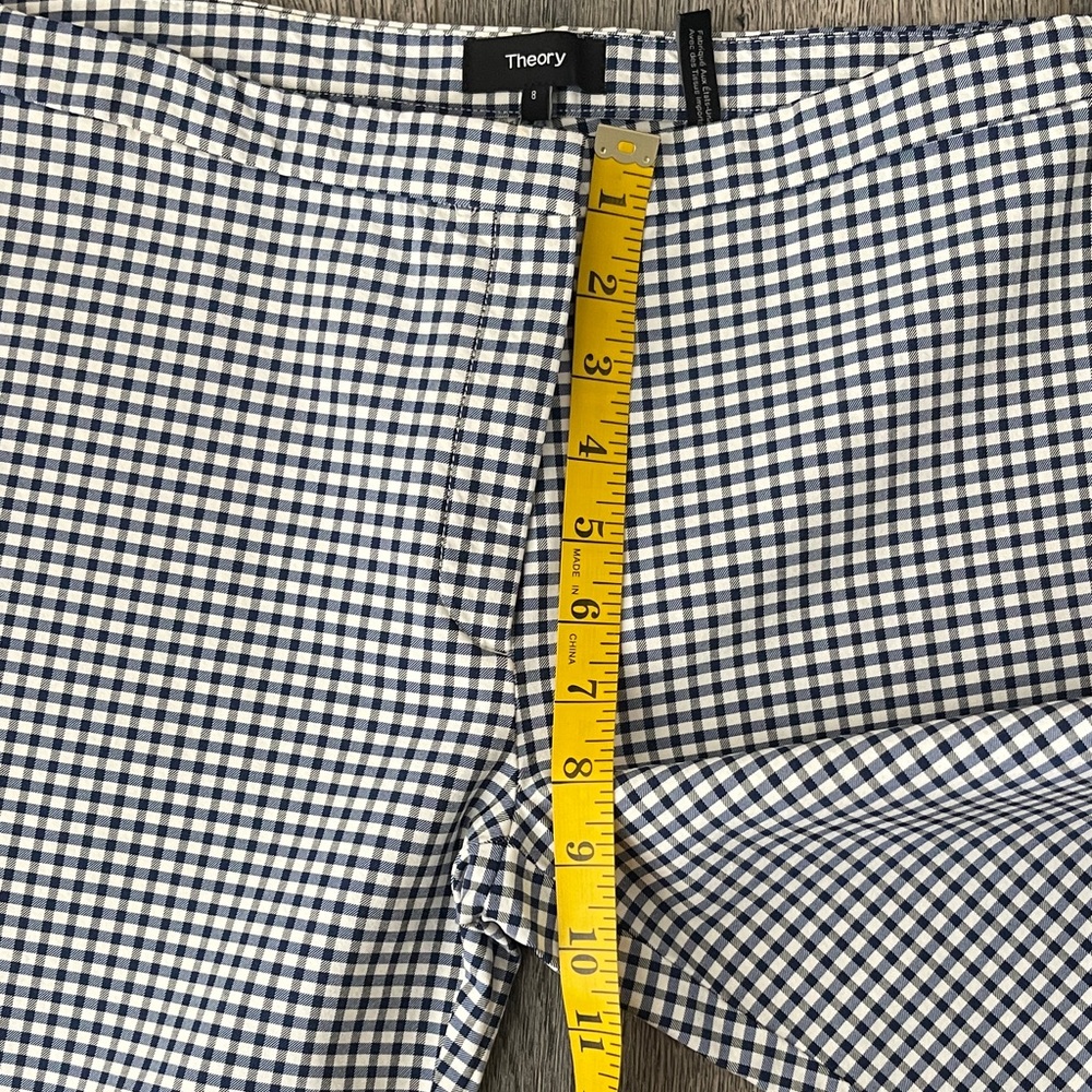 Theory Blue & White Gingham Cropped Pants - Picture 9 of 10